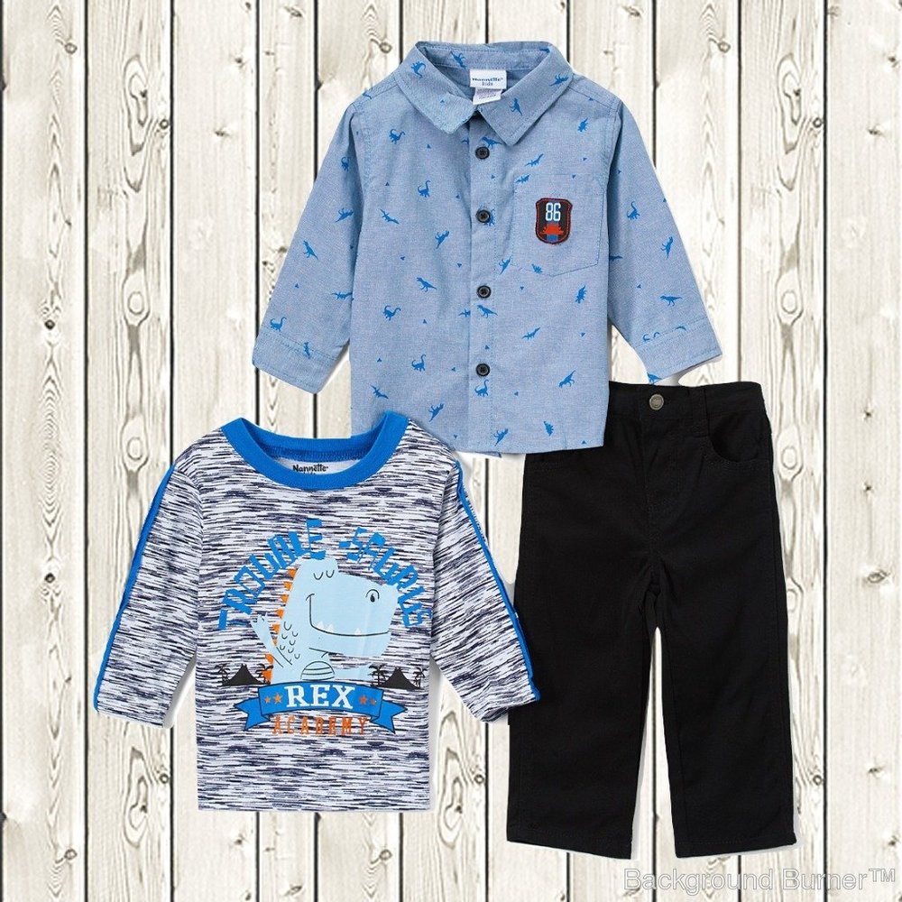 NWT Nannette Dinosaur Button Shirt Boys Outfit